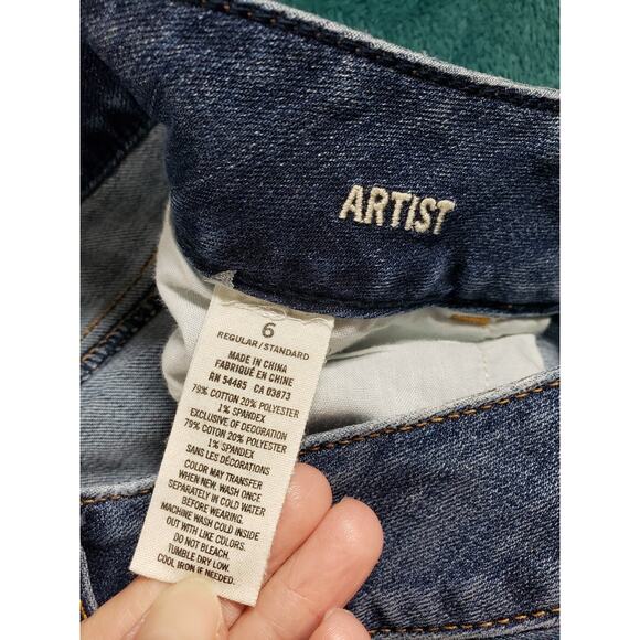 American Eagle Jeans Size 6 Womens Blue Stretch Mid Rise Boho Artist Flared - Picture 4 of 13